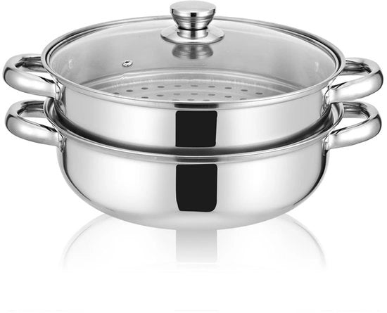 Pannello a vapore a doppio strato - Acciaio inossidabile - Multifunzionale per la cucina - Cassetto a vapore - Cottura delle zuppe - Adatto per la stoviglie - Cottura a vapore