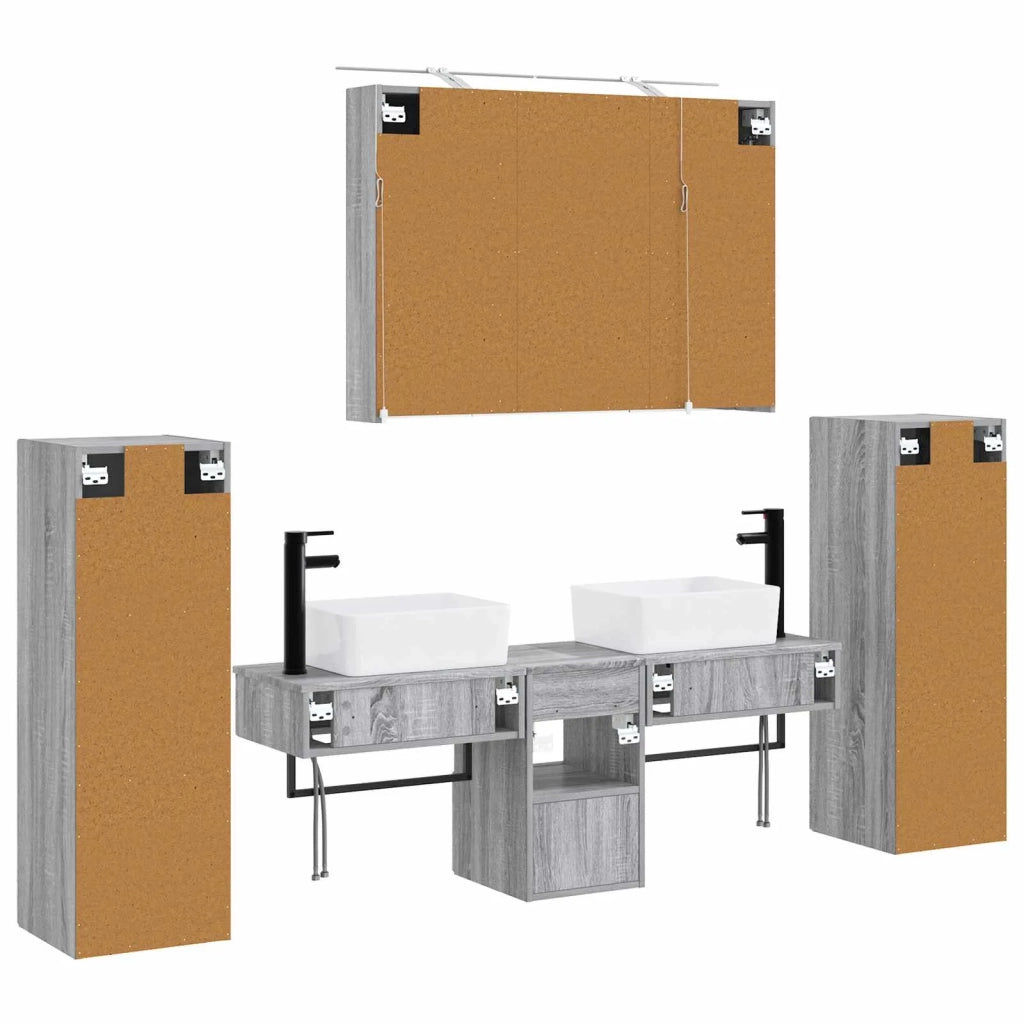 Set di mobili per il bagno 6 pcs Sonoma grigio 3407132