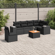 Set Divani da Giardino con Cuscini 7pz Nero Polyrattan 3257798