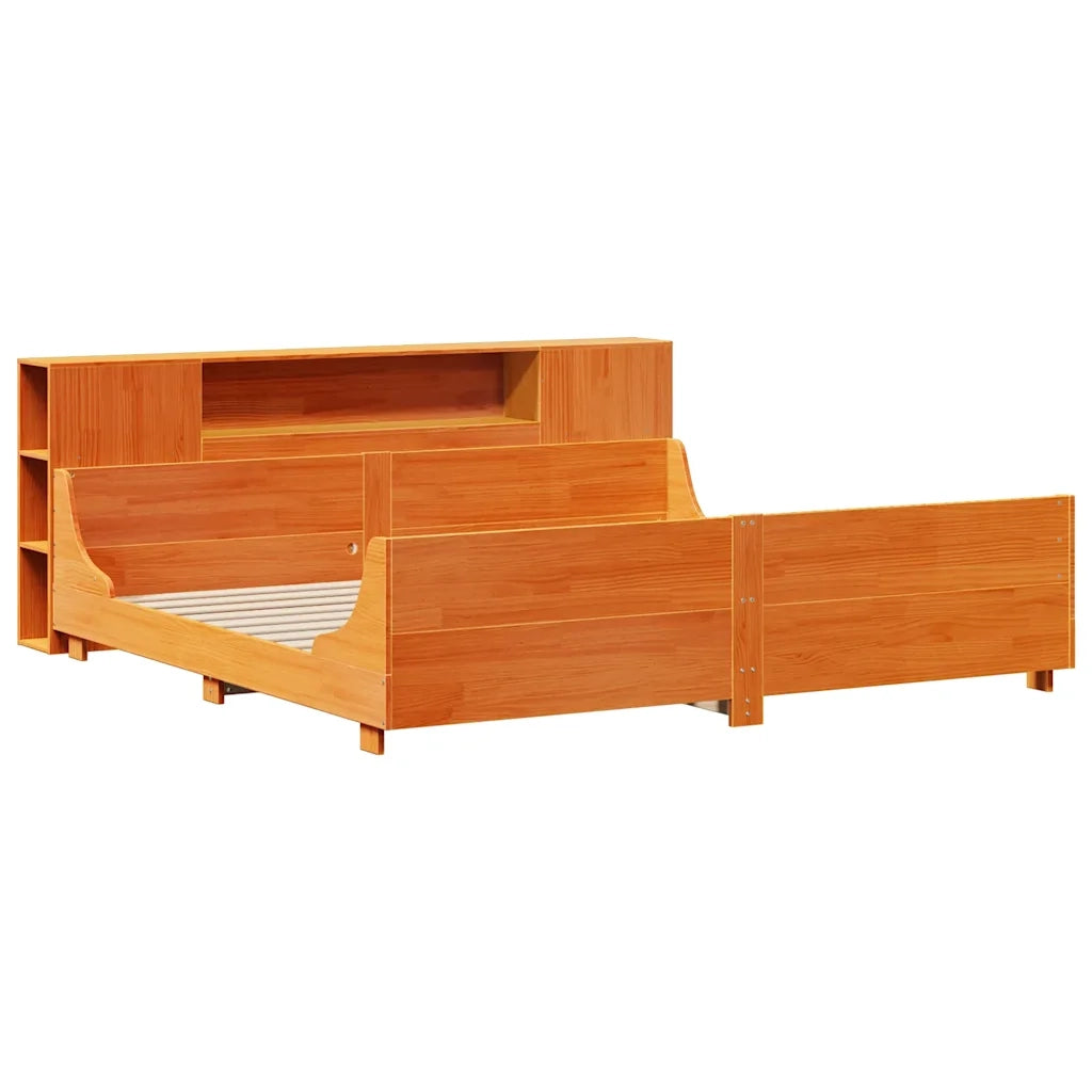 Giroletto senza Materasso Marrone Cera 200x200 cm Legno di Pino 3323757
