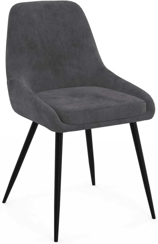 Set di 4 sedie THALYA in velluto grigio scuro con braccioli