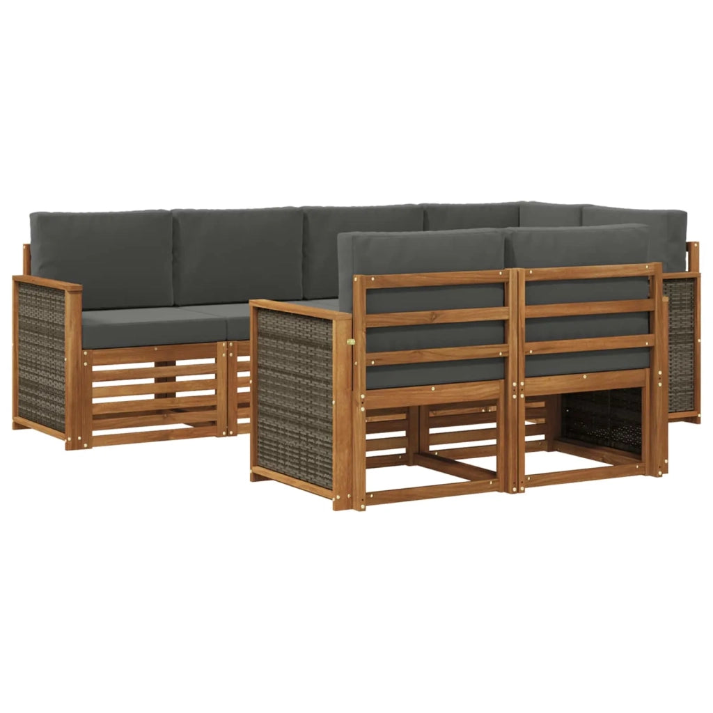 Set divano sezionale con cuscino 6 pcs Naturale e Antracite