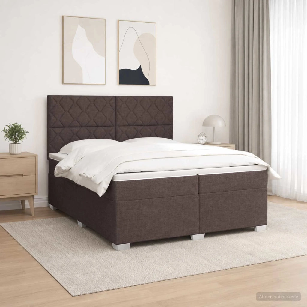 Letto box spring con materasso Marrone Scuro 200 x 200 cm 3454960