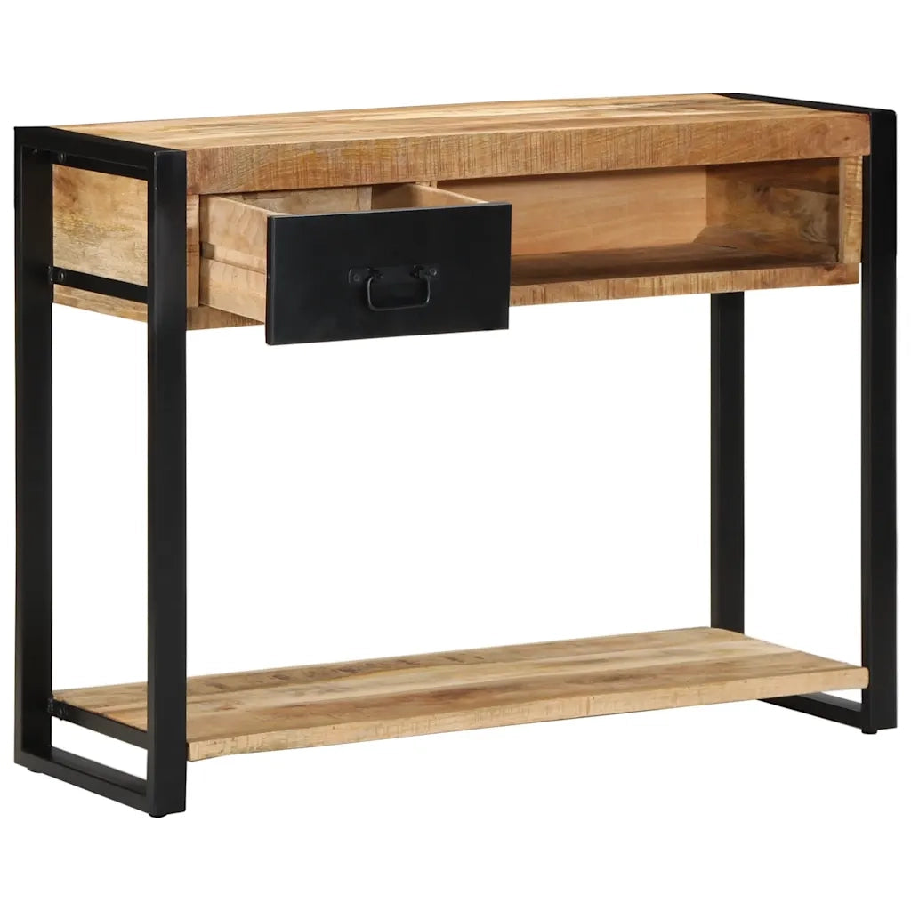 vidaXL Tavolo Consolle 100x35x75 cm in Legno Massello di Mango Grezzo