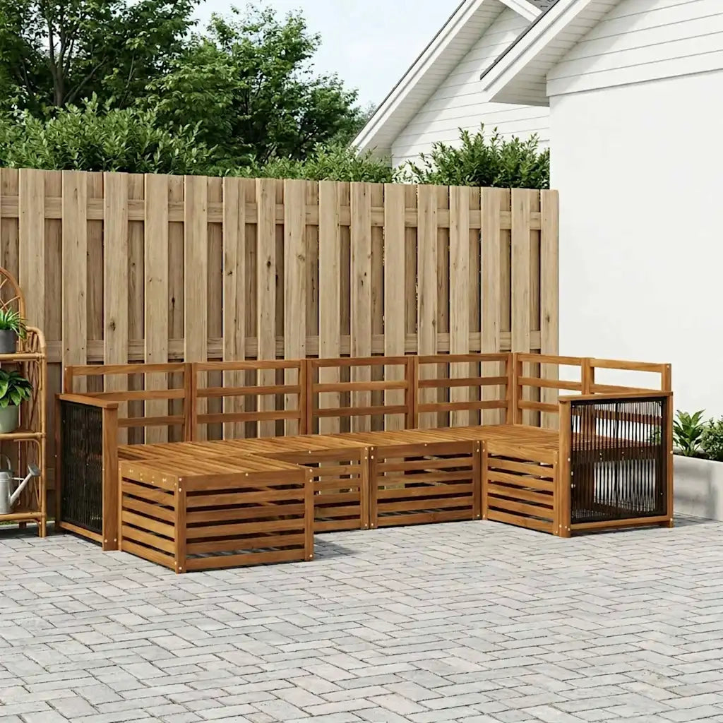 Set divano sezionale 5 pcs Naturale Legno di Acacia Massello