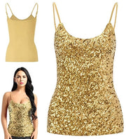 Top con Pailletten per Donna - Cintura Adattabile - Glitter - Comfortevole Modella - Buona Elasticità - Cinturino Strettabile