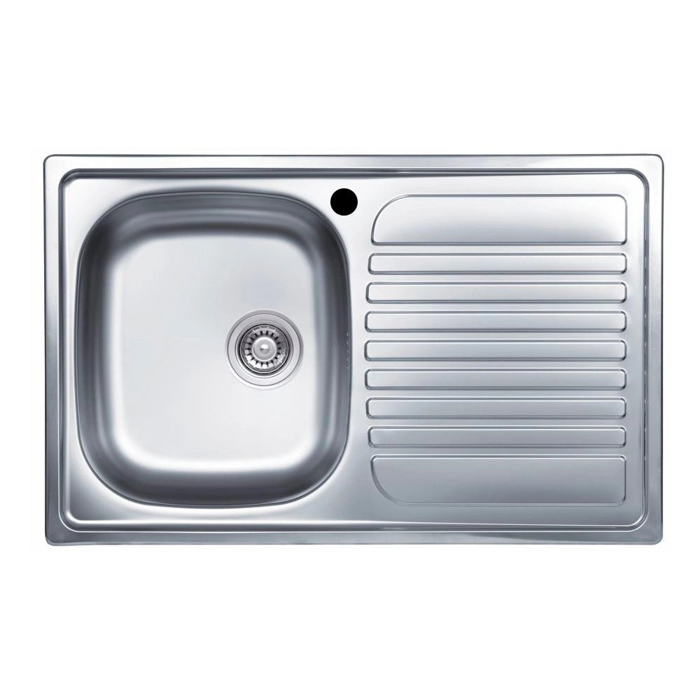 Lavello incasso cucina acciaio 79x50 cm una vasca e gocciolatoio destro Classic 273DX