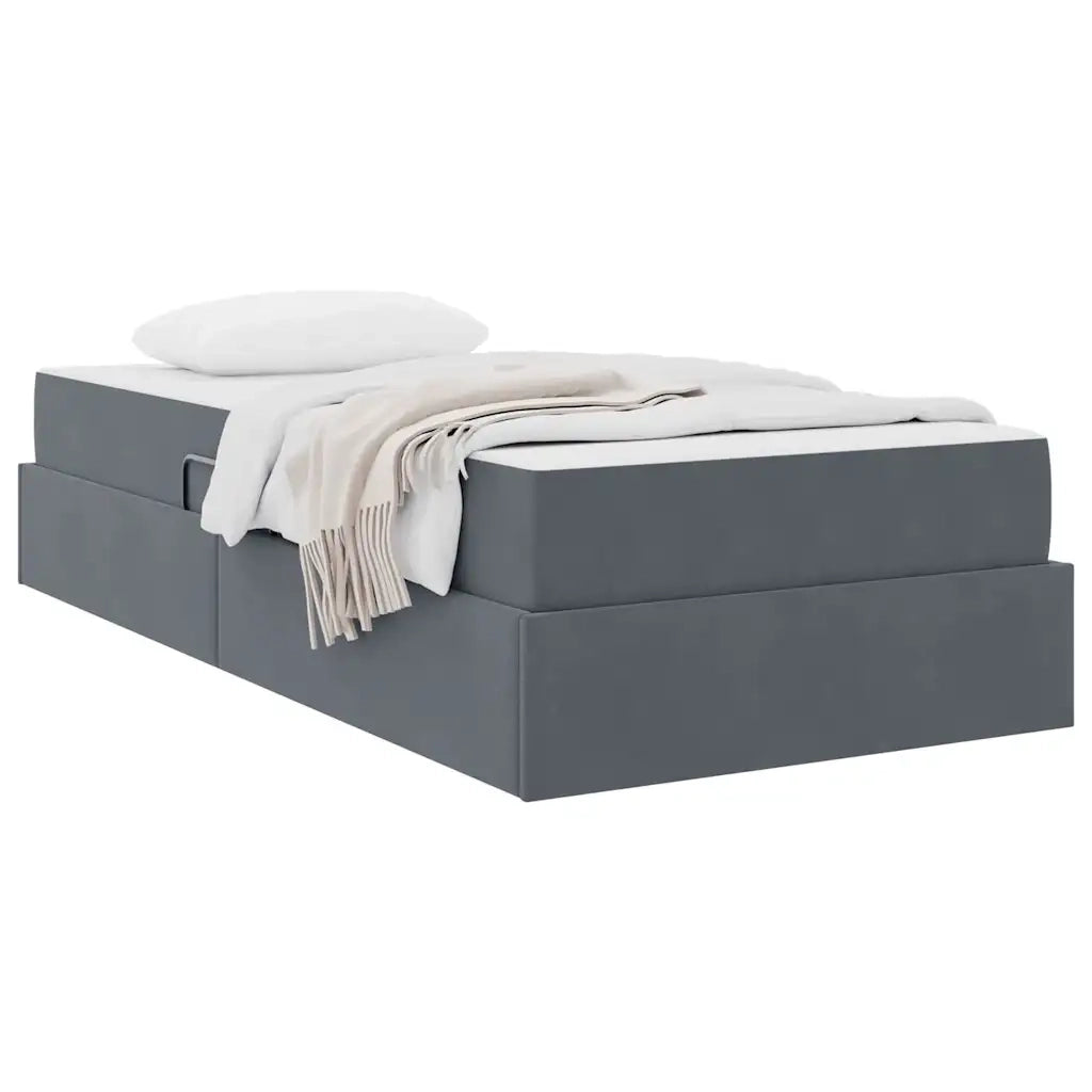 Letto con contenitore e materasso Grigio scuro 90 x 190 cm