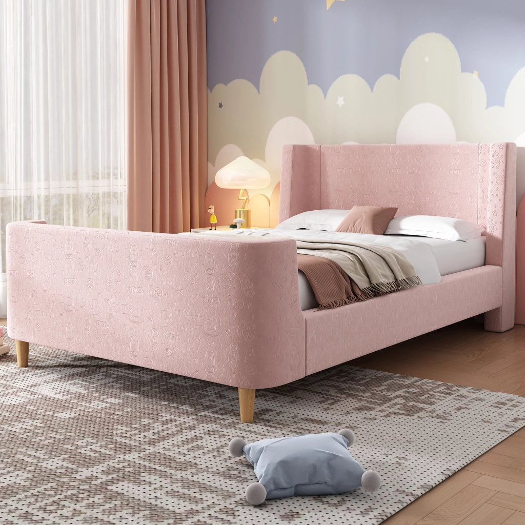 letto singolo velluto rosa 90 x 200 cm