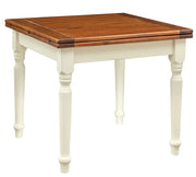 Biscottini Tavolo allungabile Country fatto a mano in legno massello di tiglio struttura bianca anticata piano noce Made in Italy