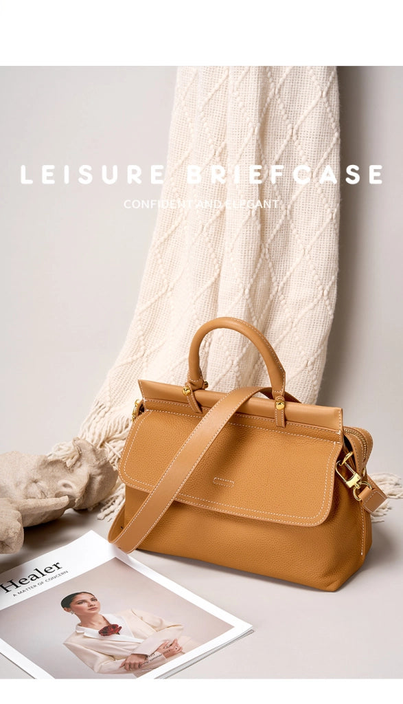 Borsa a tracolla da donna in vera pelle, stile western, marrone