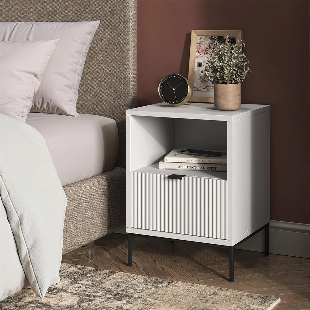 Comodino Eliza, Bianco, Set di 2