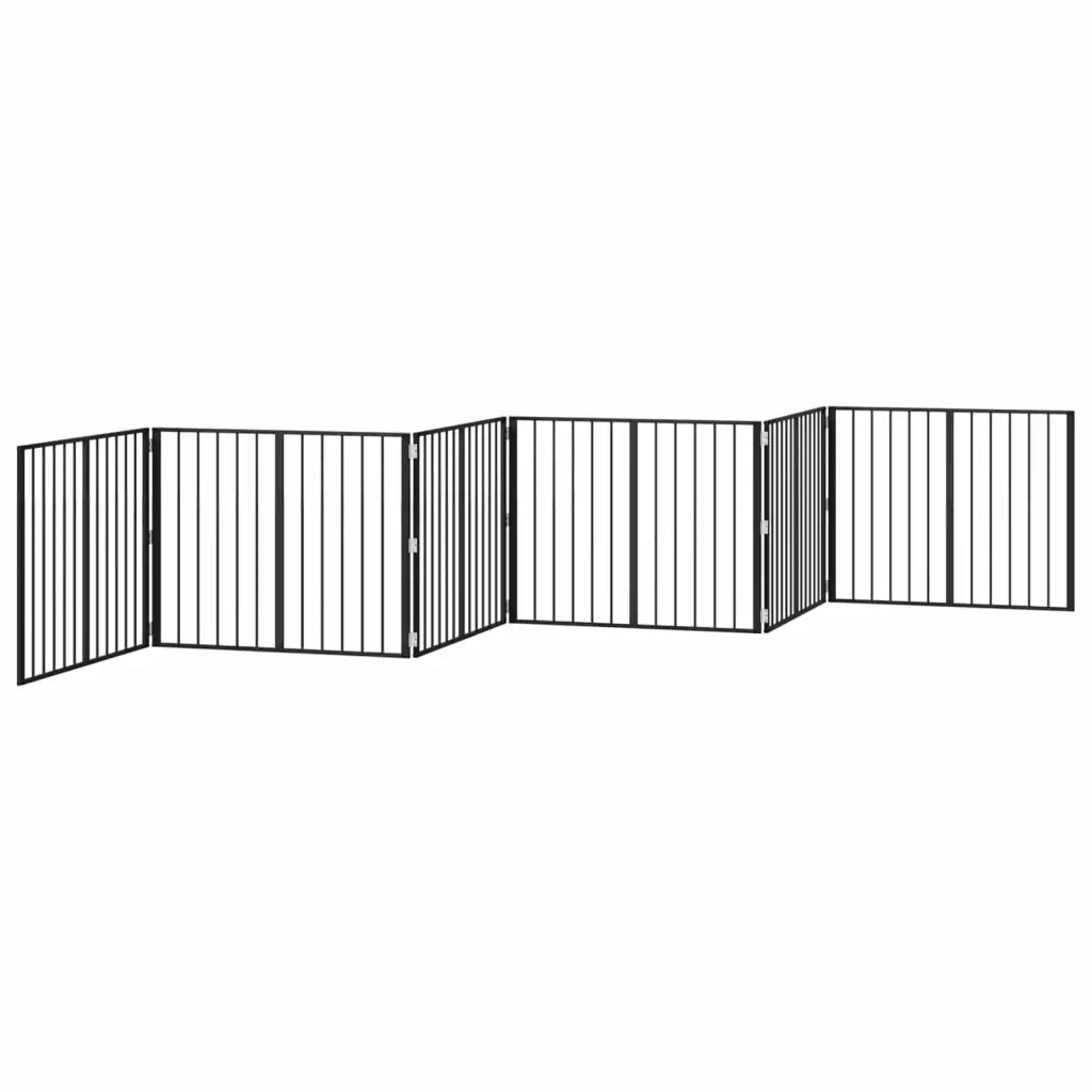 Cancello per cani 6 pcs Nero 100 x 80 cm Acciaio zincato 891994