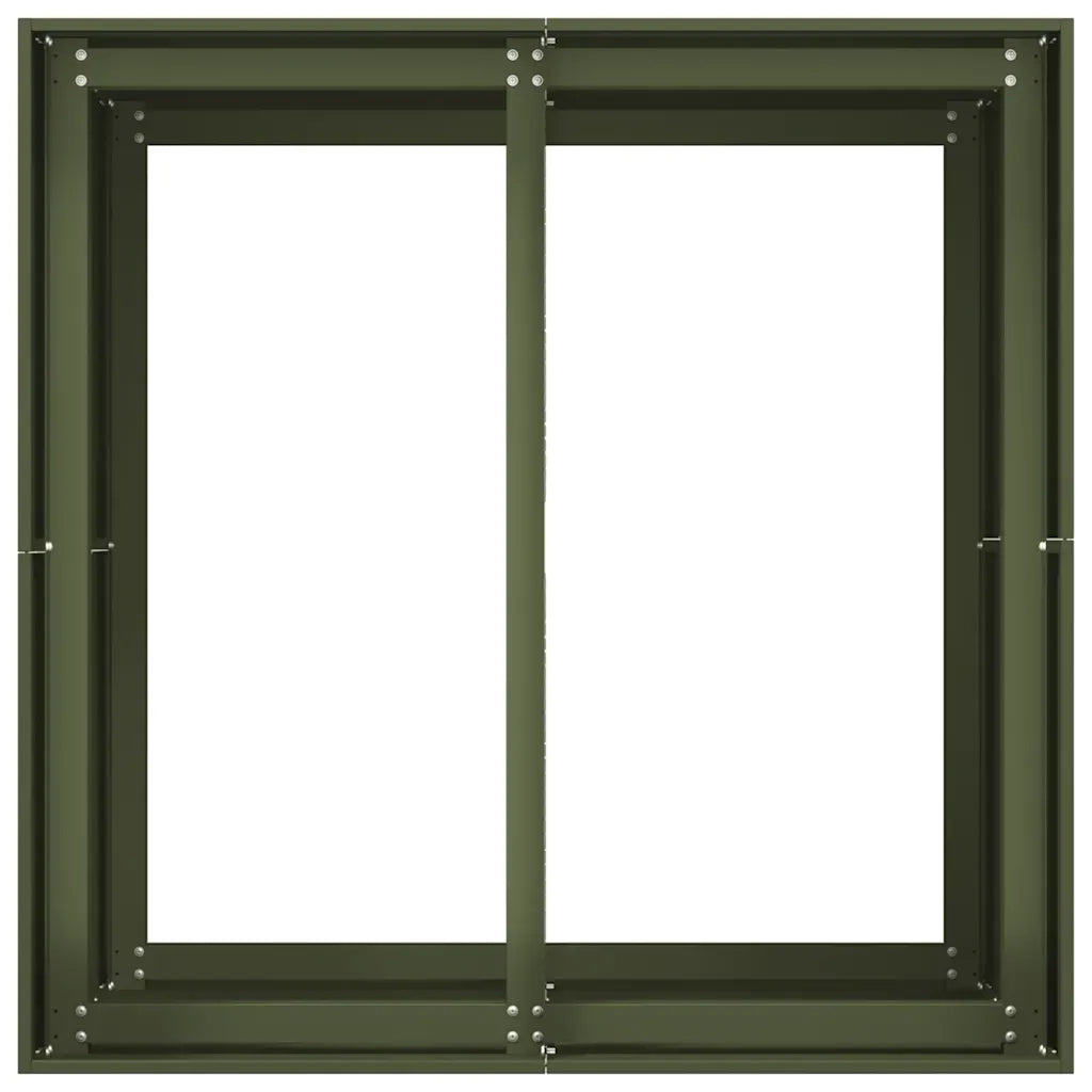 Fioriera | Cassetta per fiori | Vaso Verde Oliva 80x80x80 cm in Acciaio
