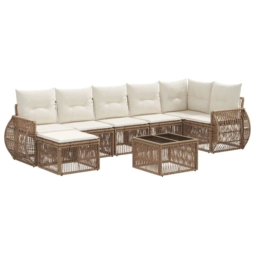 Set Divano da Giardino 8 pcs Beige e Bianco Crema polyrattan 3435495