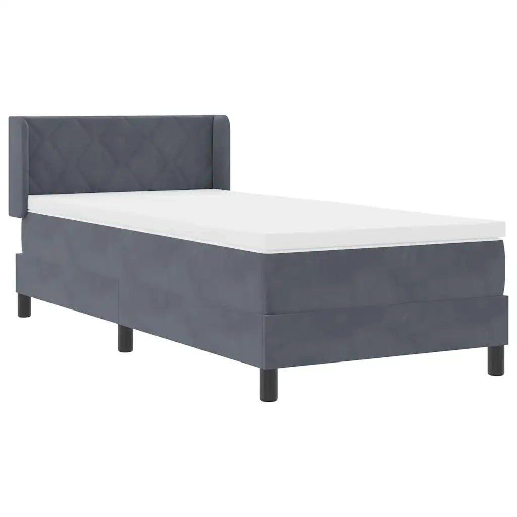 Letto a molle con testiera Grigio scuro 200 x 100 cm Poliestere
