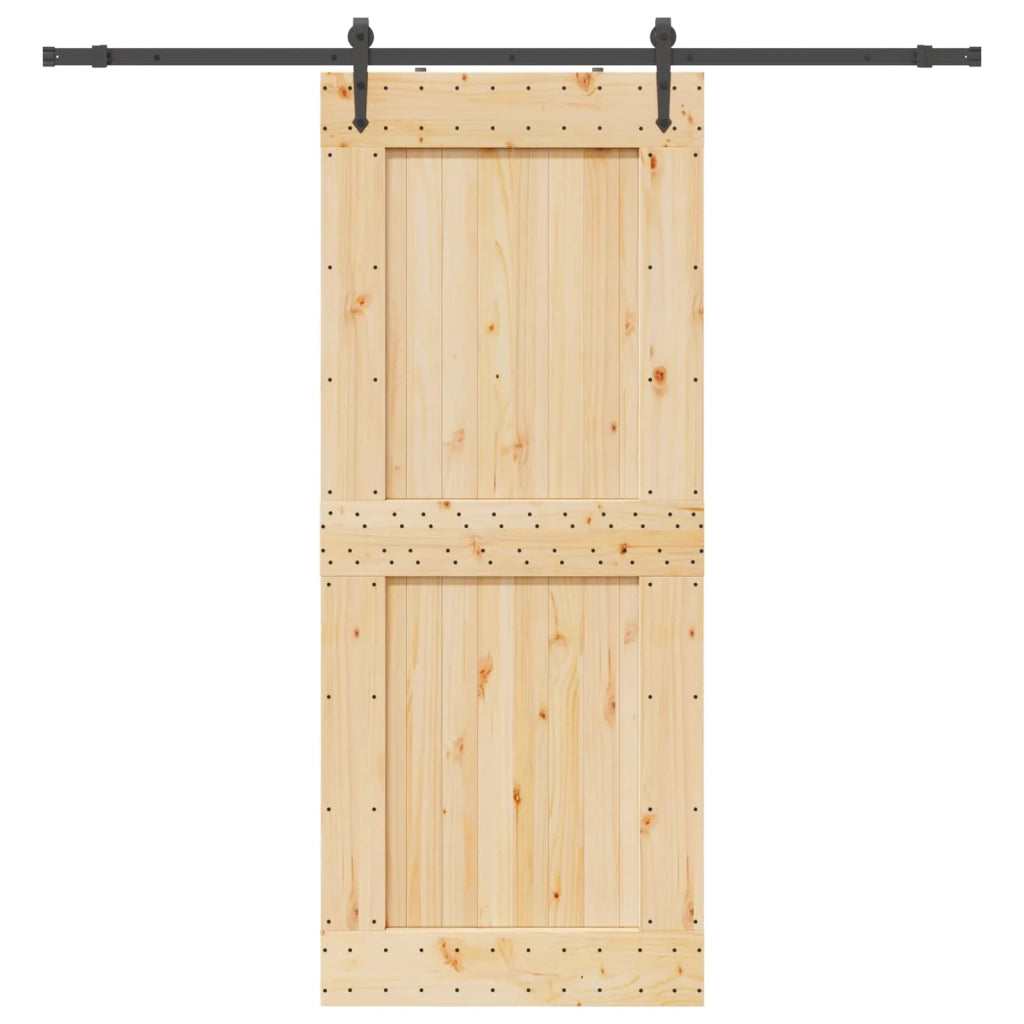 Porta scorrevole NARVIK Naturale e Nero 95 x 210 cm (213,5 cm) 3445345