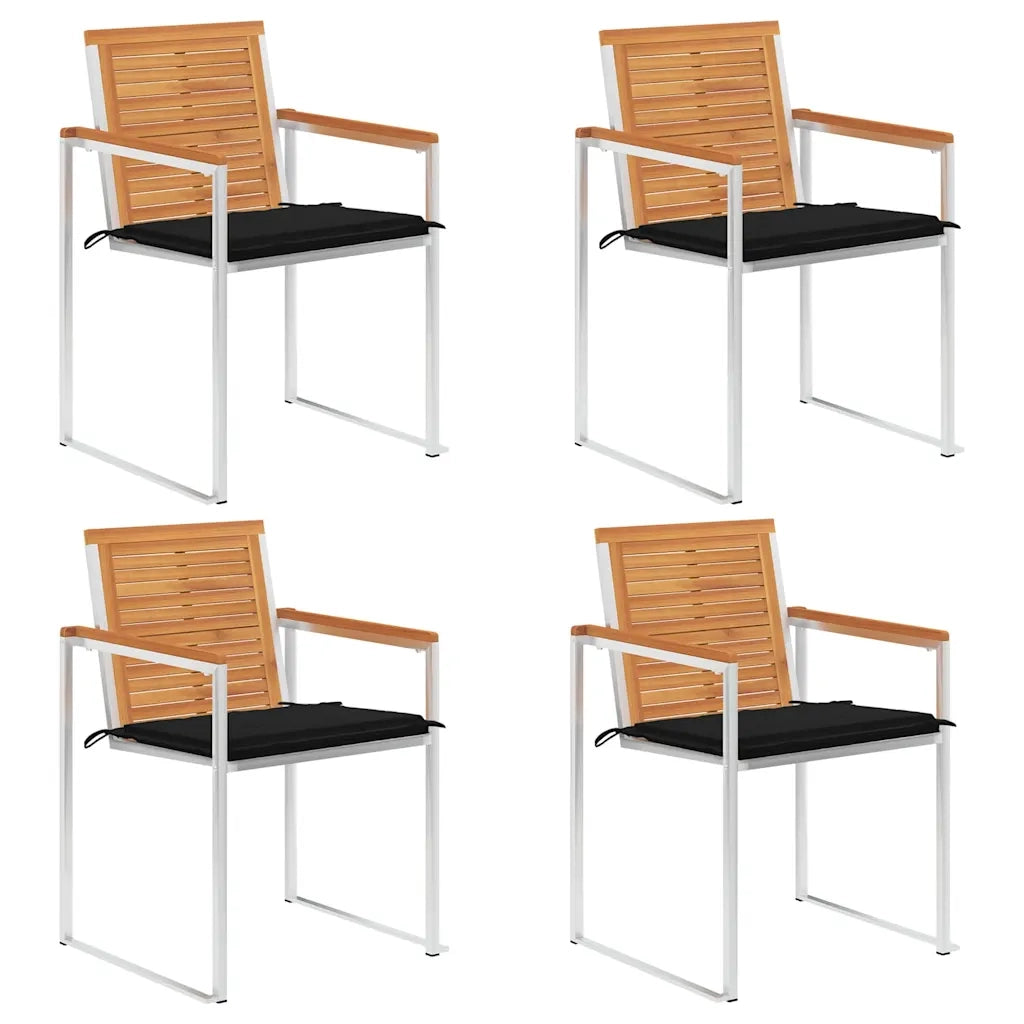 Sedie da Giardino con Cuscini 4 pz in Legno Massello di Acacia cod mxl 76273