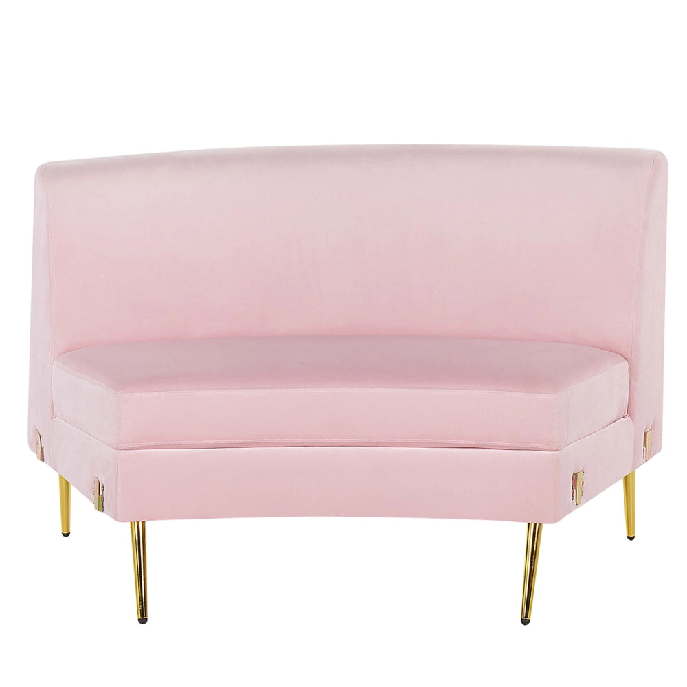 Divano 4 posti in velluto rosa seduta posteriore gambe in metallo dorato retro