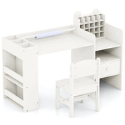 Set di 1 tavolo e sedie per bambini 107,5 x 40 x 72,5 cm mobile a cubo rimovibile design elegante in MDF bianco 20_0017336