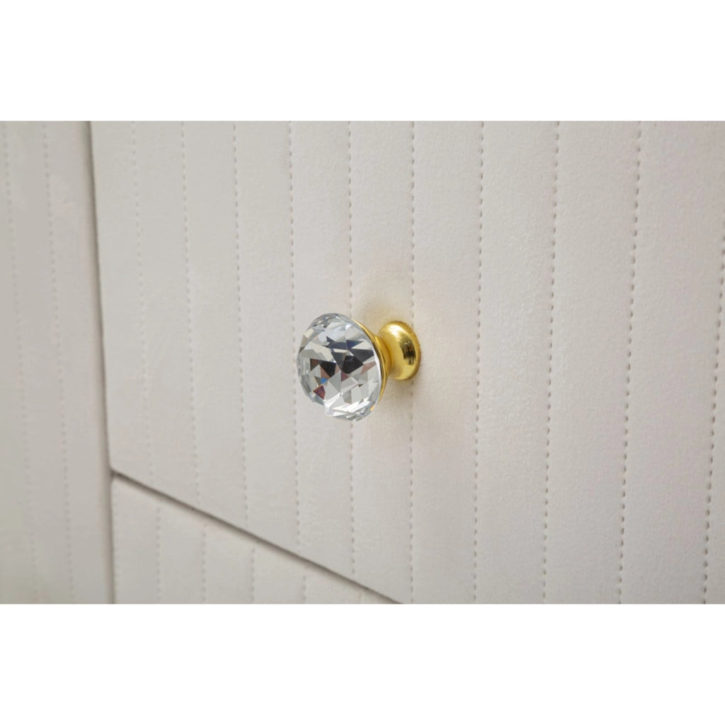 Mobile Montpellier crema in velluto con cassetti e gambe dorate — 120x40x85 cm