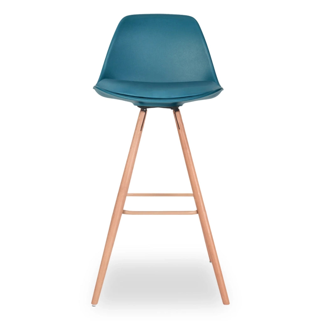 IDMarket - Set di 4 sgabelli da bar SARA grigio scuro, grigio chiaro, bianco e blu anatra