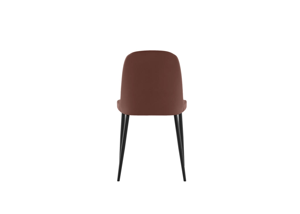 Sedia Tamara da pranzo moderna rivestimento soft-touch bordeaux gambe in metallo nero, design elegante 45x52x85 cm - Seduta Design