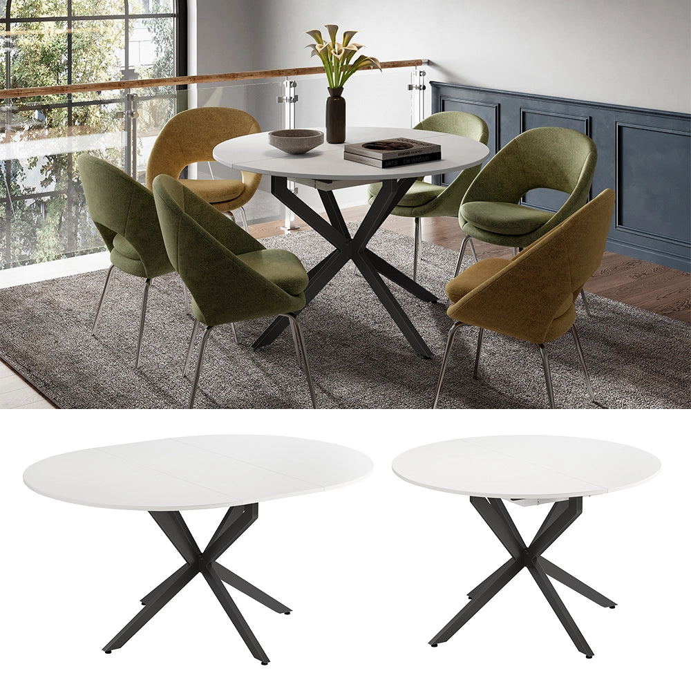 Tavolo da pranzo allungabile Loyd Bianco/Nero 120 x 76.5 cm Estensibile Vicco