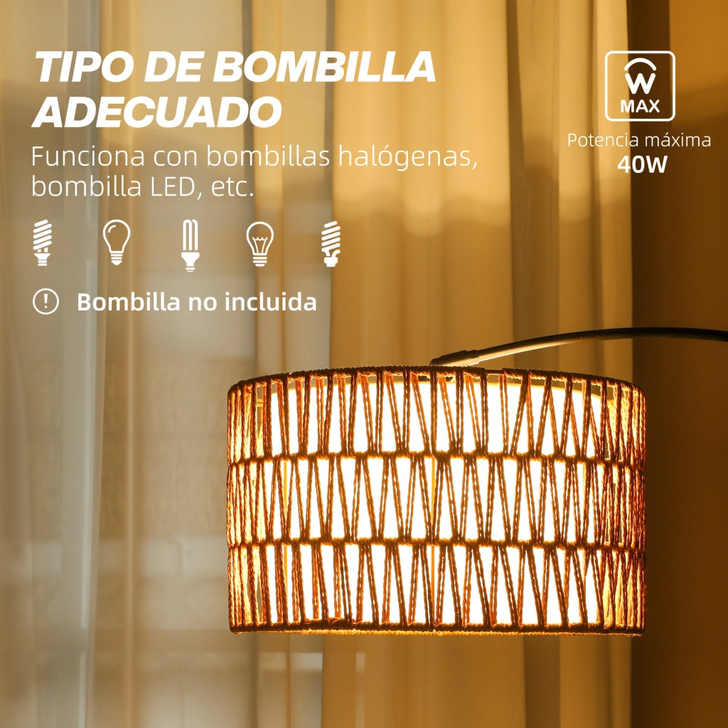 Lampada da Terra Stile Lanterna ¨C Zephmum ¨C Pantaloni in Fibra di Iuta e Base in Marmo 93x34x144-175 cm Marrone e Nero