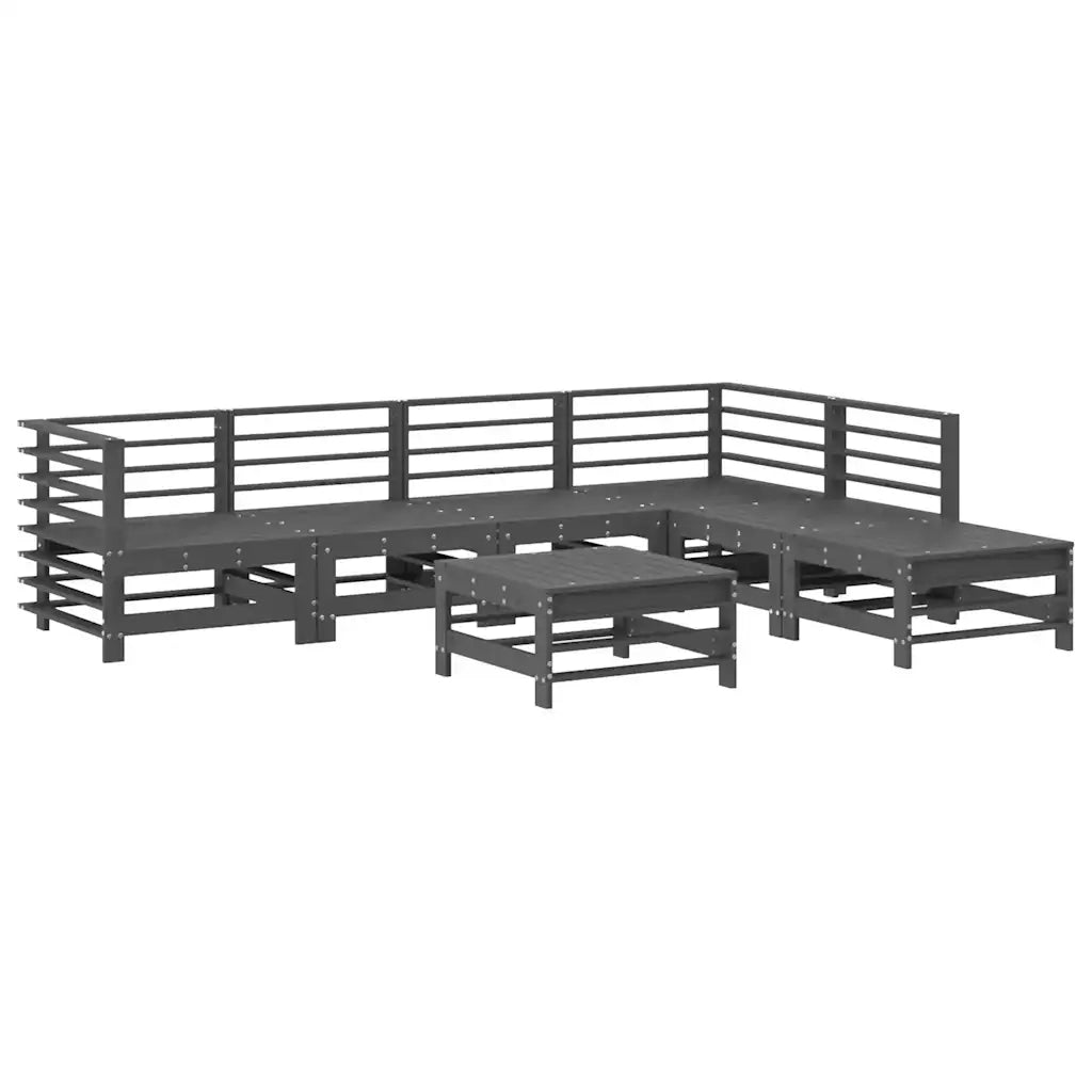 Set Divani da Giardino 7pz con Cuscini in Legno Massello Grigio 3185978