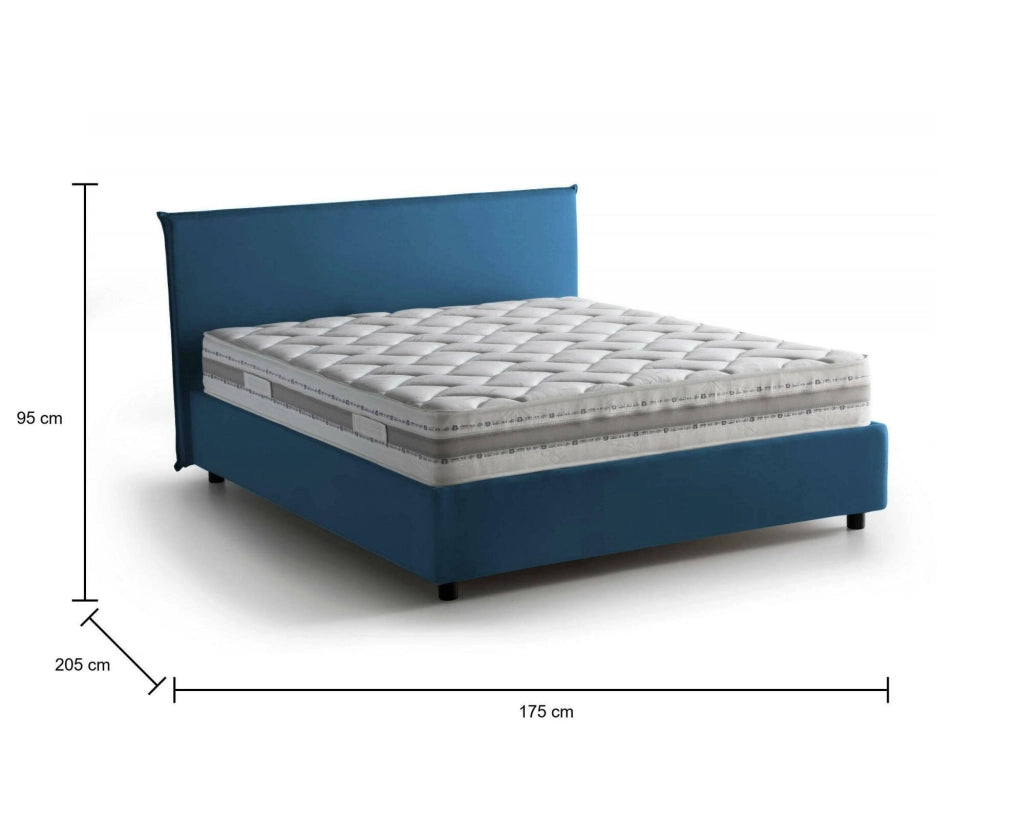 Letto Matrimoniale Anassimene, Letto Matrimoniale Materasso Incluso Made in Italy, blu
