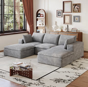 Divano modulare ULEVR in tessuto grigio con supporto interamente in schiuma e design configurabile