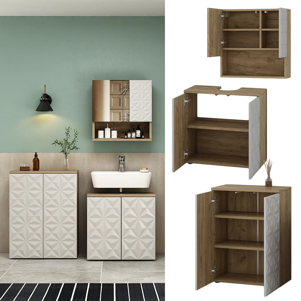 Vicco Set di mobili da bagno Bianco 3 parti