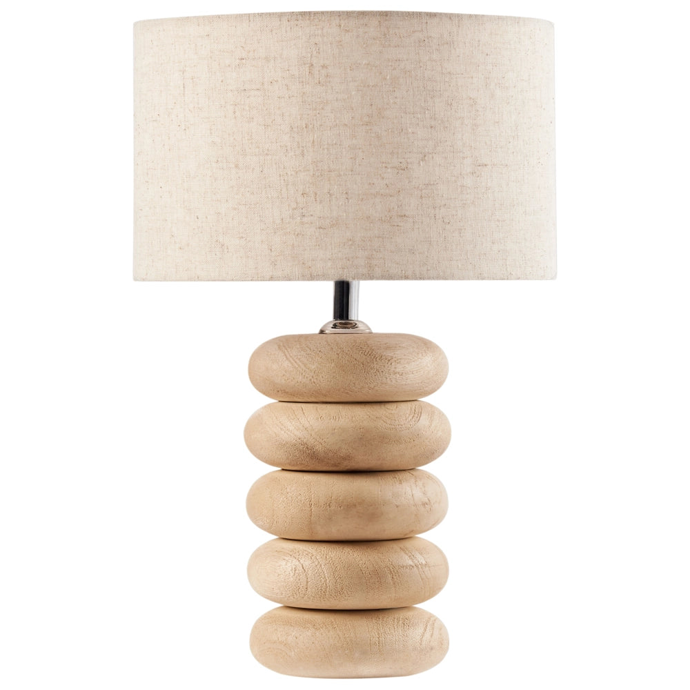 Lampada da tavolo a stelo con paralume in tessuto e base in in metallo beige chiaro Design moderno Soggiorno