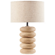 Lampada da tavolo a stelo con paralume in tessuto e base in in metallo beige chiaro Design moderno Soggiorno
