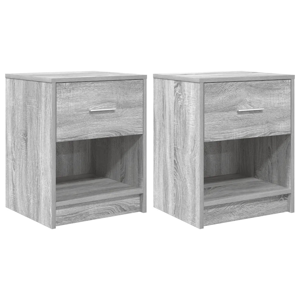 Comodini 2 pz con Cassetto-Set di 2 Tavolino da notte Grigio Sonoma 40x34x50 cm