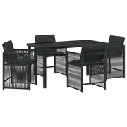 Set da Pranzo per Giardino 5 pz | Set Salotto da Giardino Nero polyrattan