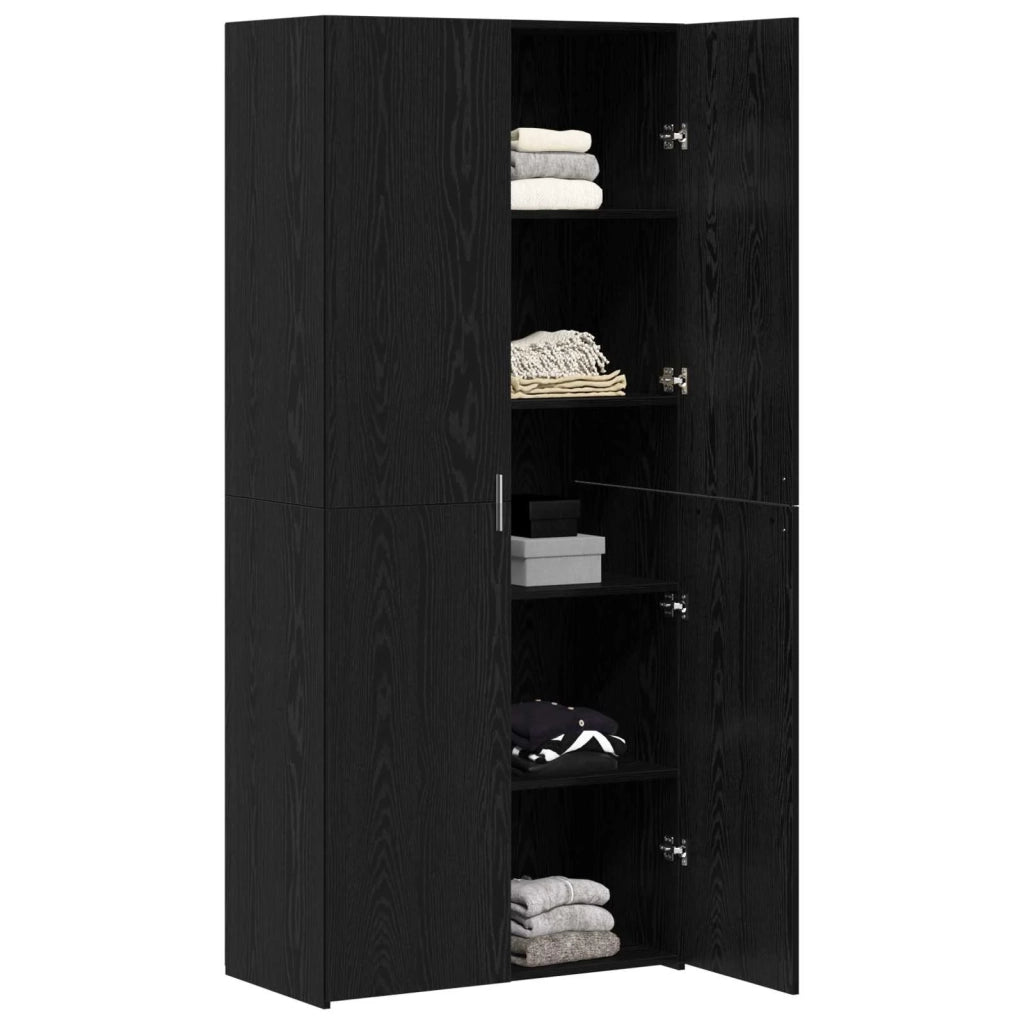 Credenza 2 pz-Set di 2 Buffet-Armadio da cucina Rovere Nero 80 x 42 x 185 cm