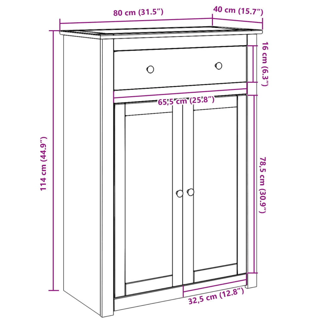 Scarpiera-Scaffale per scarpe Panama 80x40x114 cm Legno Massello di Pino