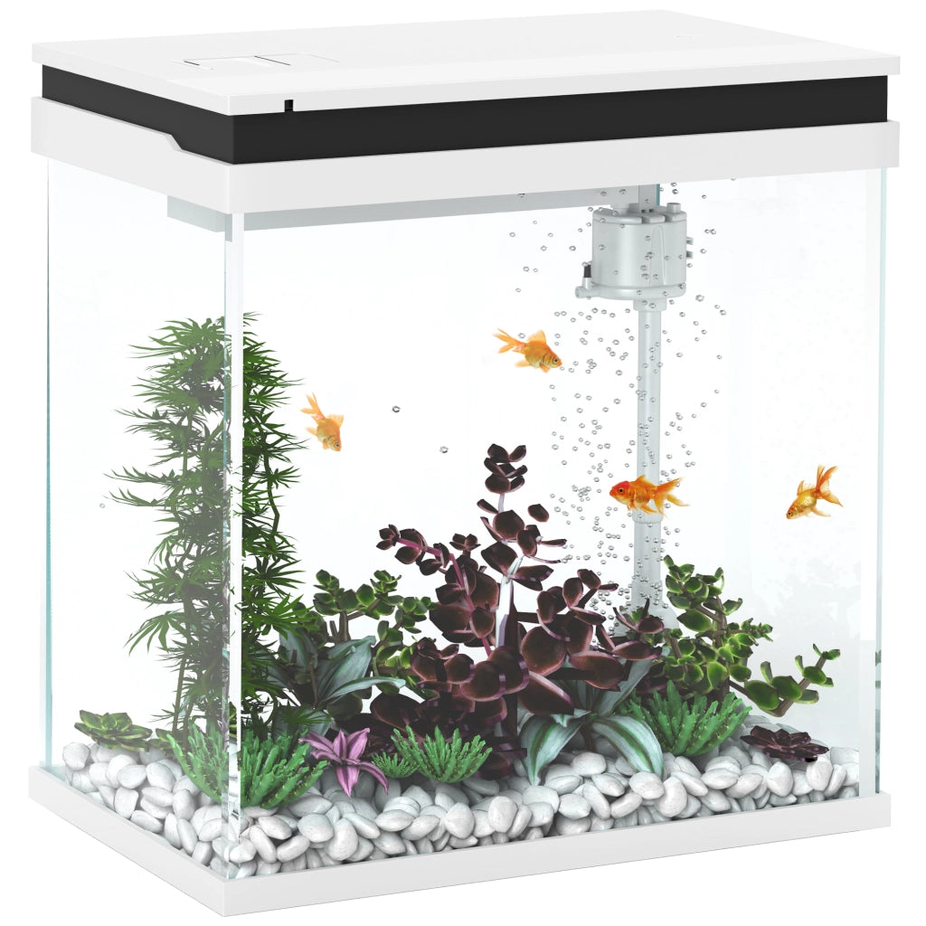 Acquario Completo in Vetro 14L con Filtro Pompa e Luce LED 30 x 20 x 33 cm Bianco