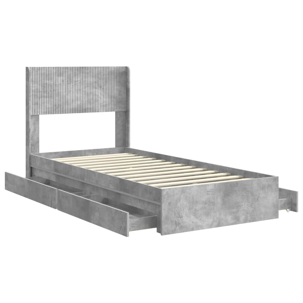 Struttura del letto con stoccaggio e testata-Giroletto con contenitore Grigio Cemento 356599
