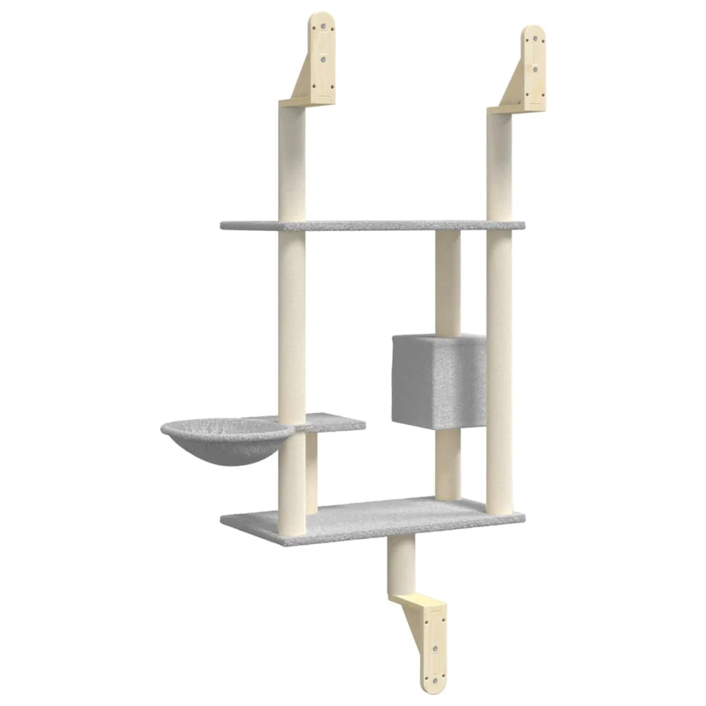 Tiragraffi per gatti torre per arrampicata giocattolo piattaforma per arrampicata da parete con tiragraffi luminoso 153 cm grigio 02_0022775