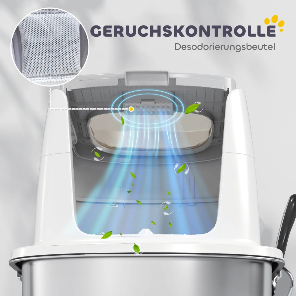 Casetta per gatti chiusa in acciaio inox con paletta e sacchetti antiodore ¨C zephmum ¨C 56x42x38