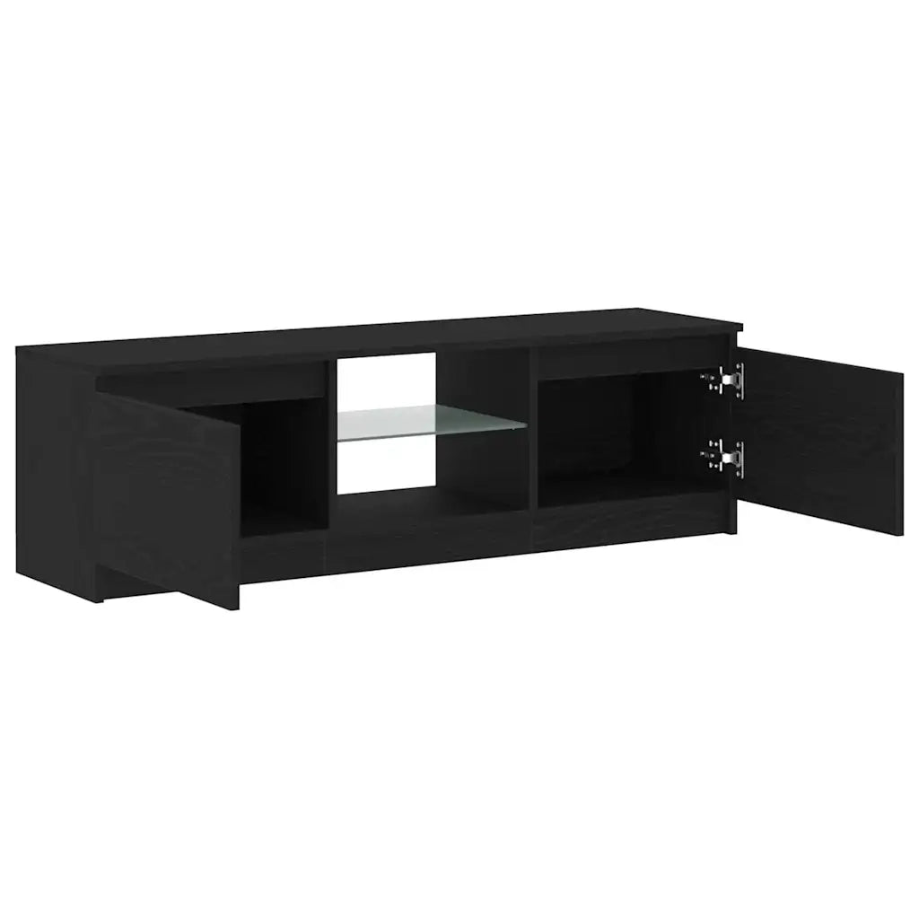 Mobile Porta TV con LED Rovere Nero 120x30x36 cm Multistrato