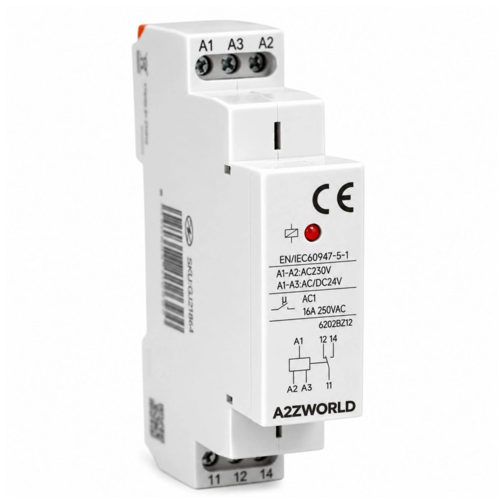 Relè Intermedio Modulare AC230V AC/DC24V, per Guida DIN, Indicatore LED, 1 Modulo, Contatti SPDT, per Automazione Quadri Elettrici (16A)