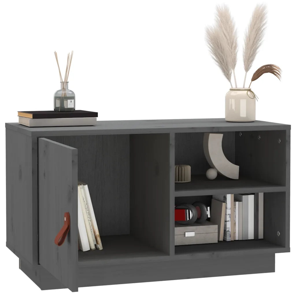 Mobile Porta TV-Mobile per TV-Credenza TV Grigio 70x34x40 cm in Legno Massello di Pino