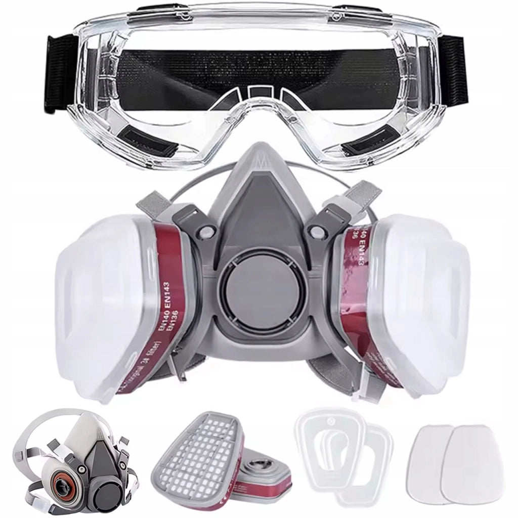 Maschera Protettiva SafeBreath 6200 PRO+ con Occhiali e Set Filtrante 8 in 1 | Silicone e Plastica