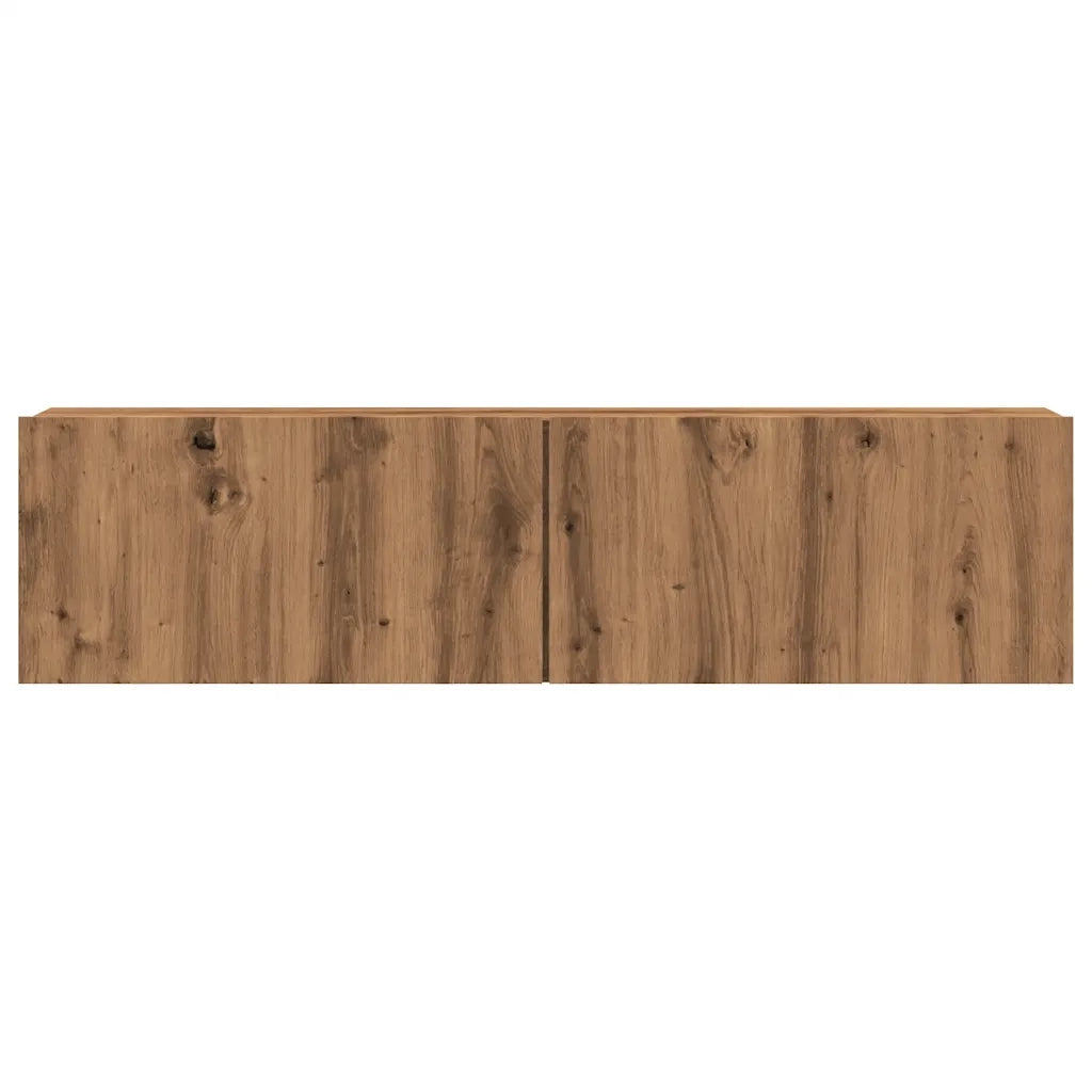 Mobile TV a Parete Rovere Artigianale 120x30x30cm in Truciolato 856021