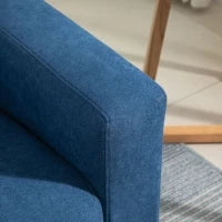 Divano 2 Posti Moderno e Trapuntato in Stile Nordico, in Poliestere e Legno, 145x76x88 cm, Blu