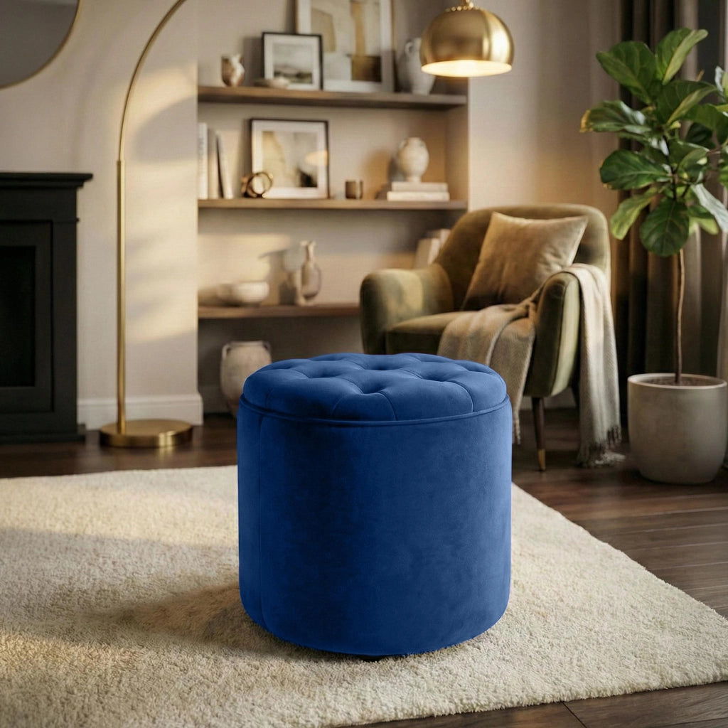 Pouf Contenitore Pantin In Velluto blu